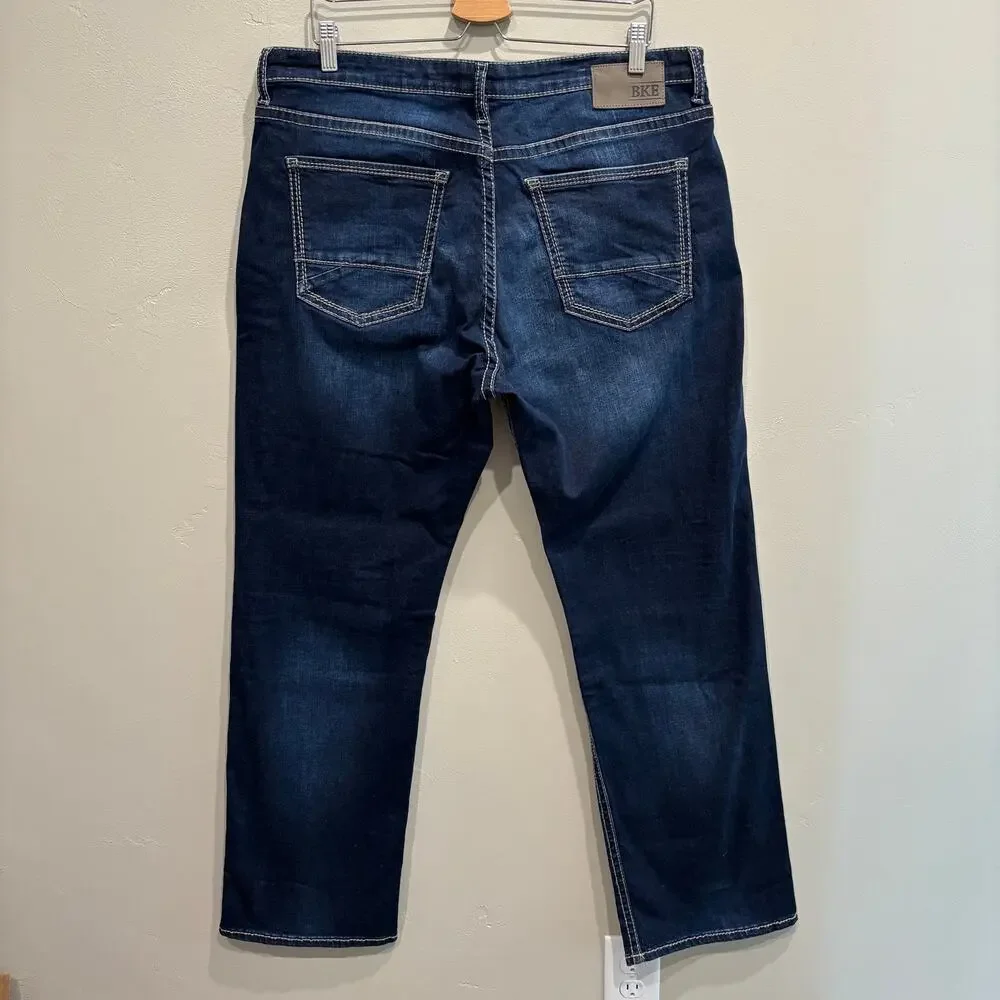 BKE Men’s Tyler Straight Leg Jeans Dark Blue - Size: 38 Regular